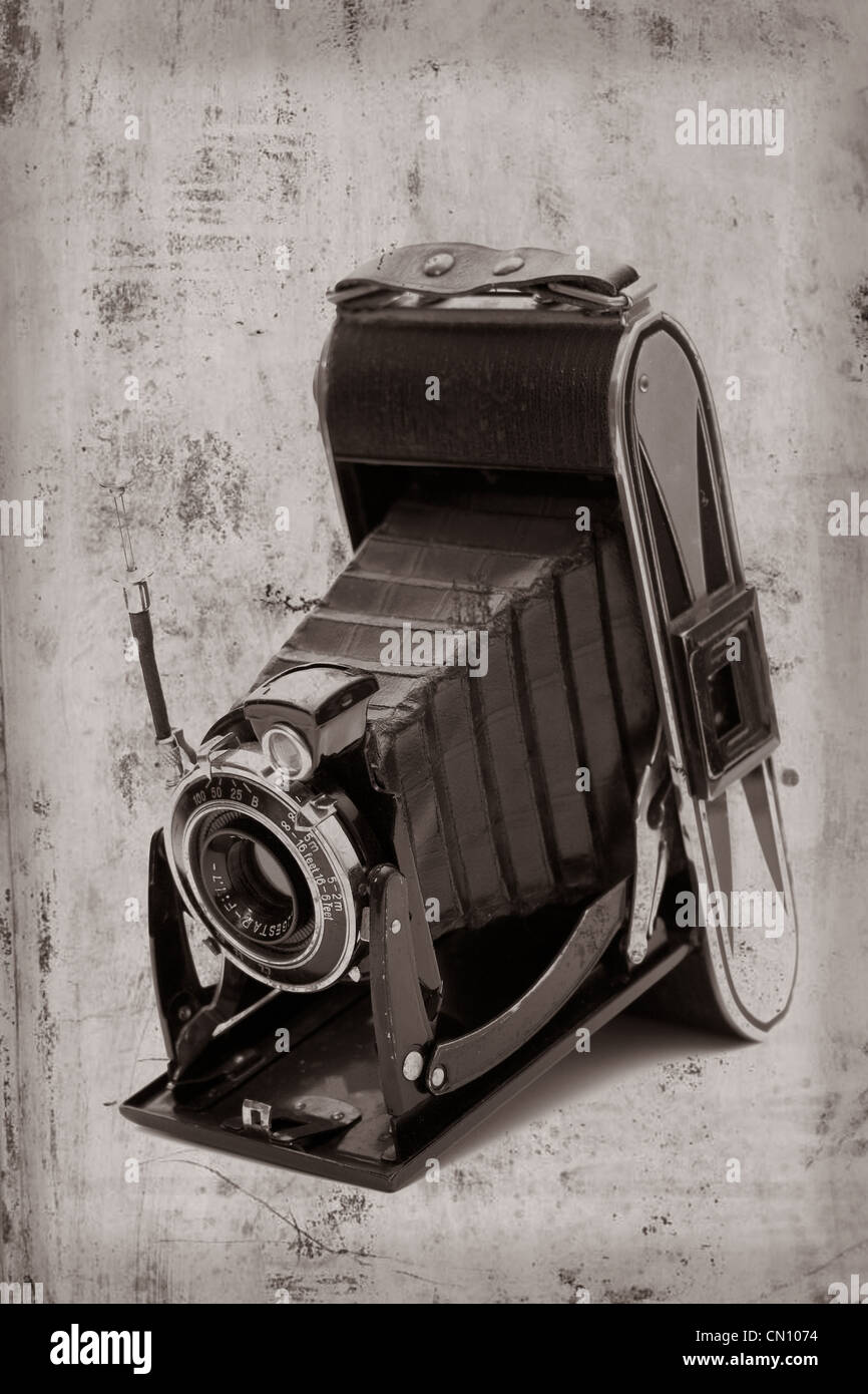 Eine alte negative Mittelformat-Kamera Stockfoto