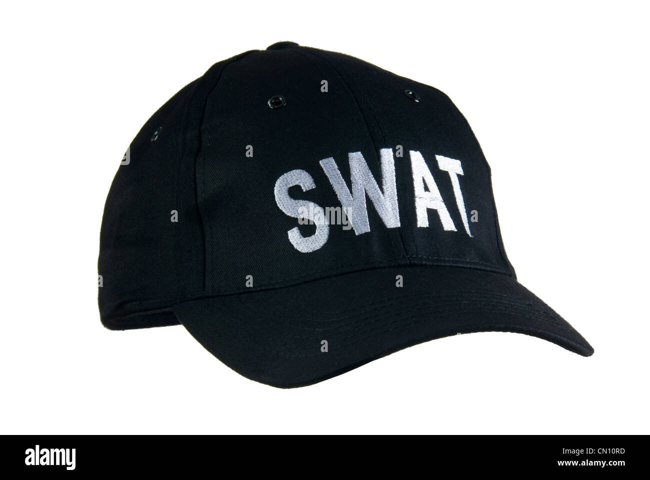 Mütze, Hut, Militär, Halstuch, Ausschnitt, isoliert, weißer Hintergrund, Polizei, Swat, fbi Stockfoto