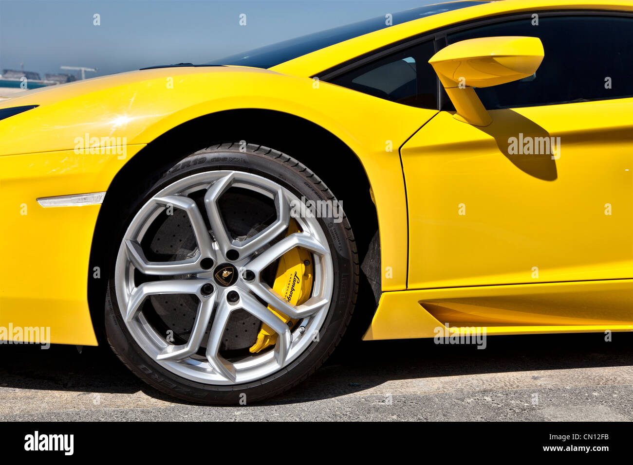 Detail, Lamborghini Aventador in Dubai Marina Stockfoto