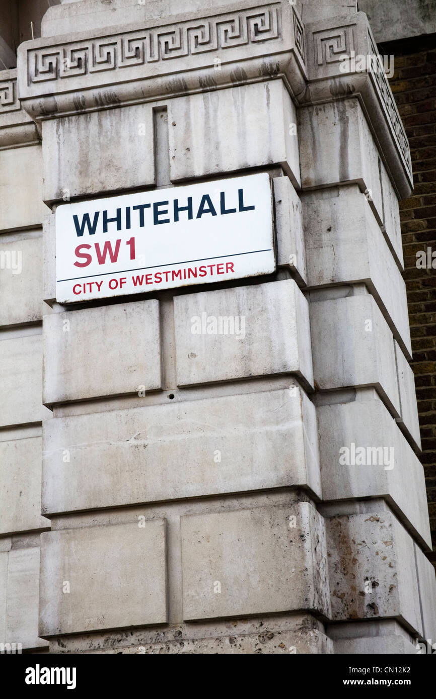 Straßenschild der Whitehall Street, London, UK Stockfoto