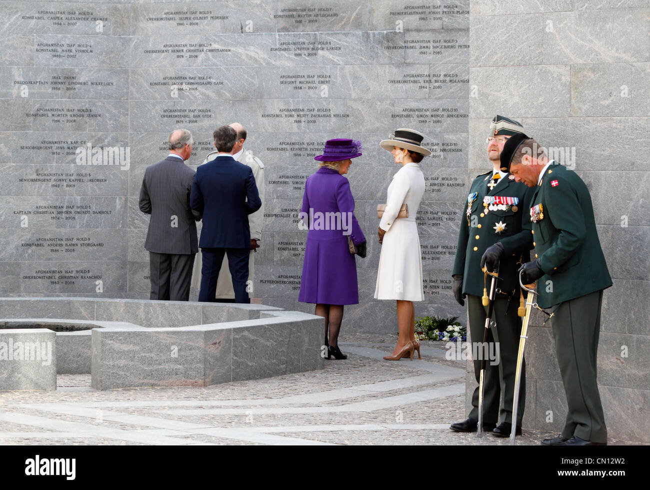 Prinz Frederik von Dänemark, Prinzessin Mary, Prinz Charles und Camilla, Herzogin von Cornwall, am nationalen Denkmal der Erinnerung Stockfoto