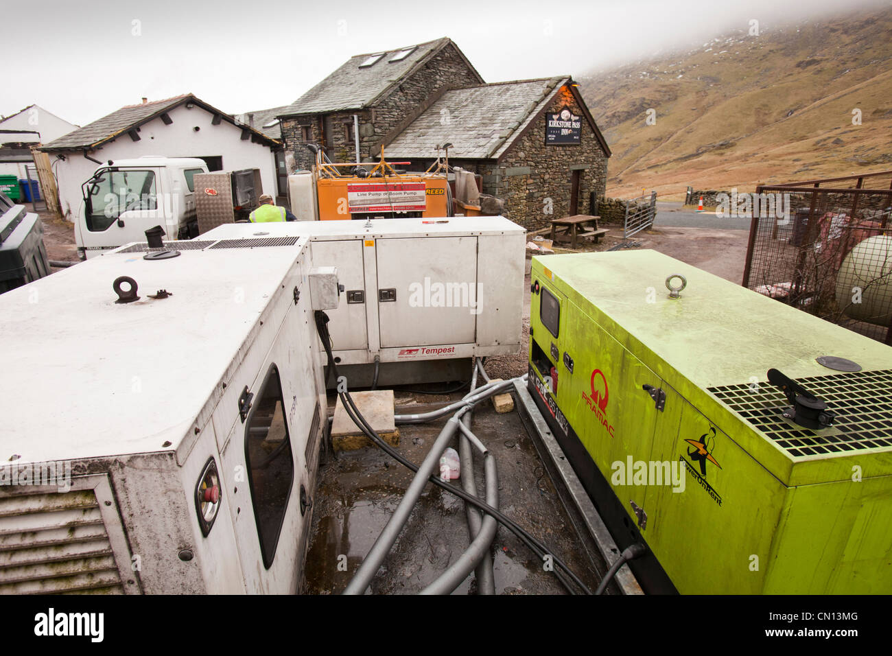 Diesel-Generatoren, die den Strom für die Kirkstone Pass Inn zu bieten. Stockfoto