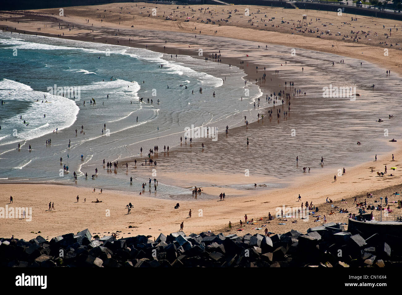 Zurriola Strand in San Sebastian, Baskenland Stockfoto