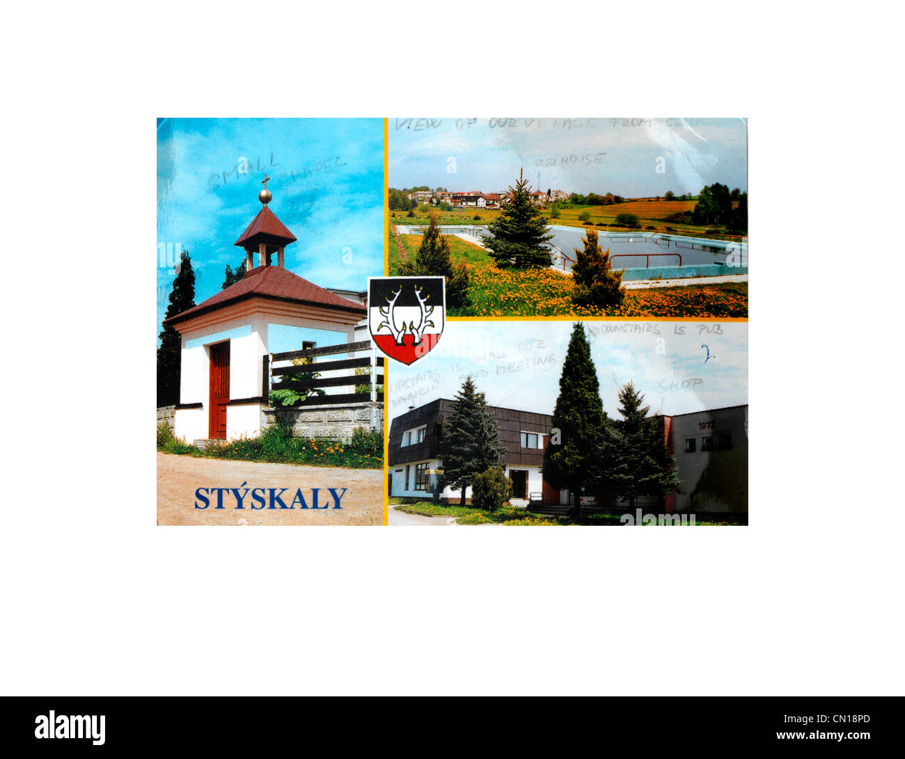 Postkarte von Styskaly in Tschechien Stockfoto