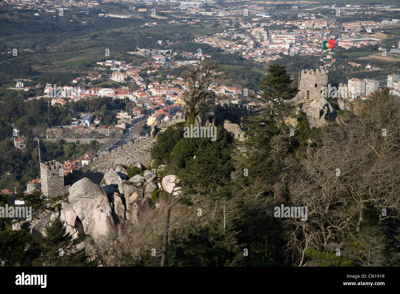 malerische Aussicht von Castelo Dos Mouros Sintra Portugal Europa Stockfoto