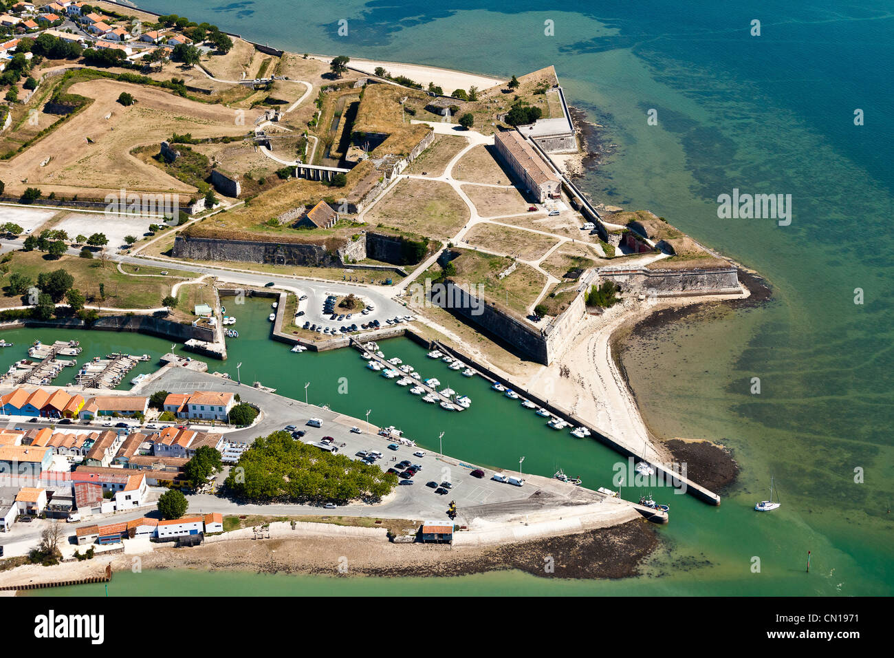 Frankreich, Charente Maritime, Le Chateau d'Oleron, Ile d'Oleron, der Citadelle (Luftbild) Stockfoto
