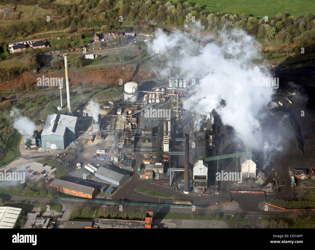 Luftaufnahme der Fabrik Verschmutzung Stockfoto