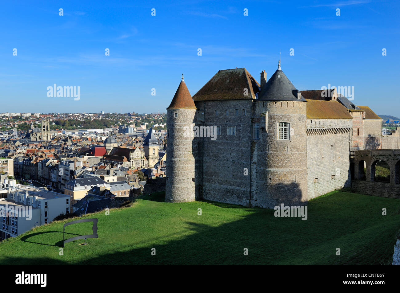 Frankreich, Seine Maritime, Dieppe, das Schlossmuseum beherrscht die Stadt Stockfoto