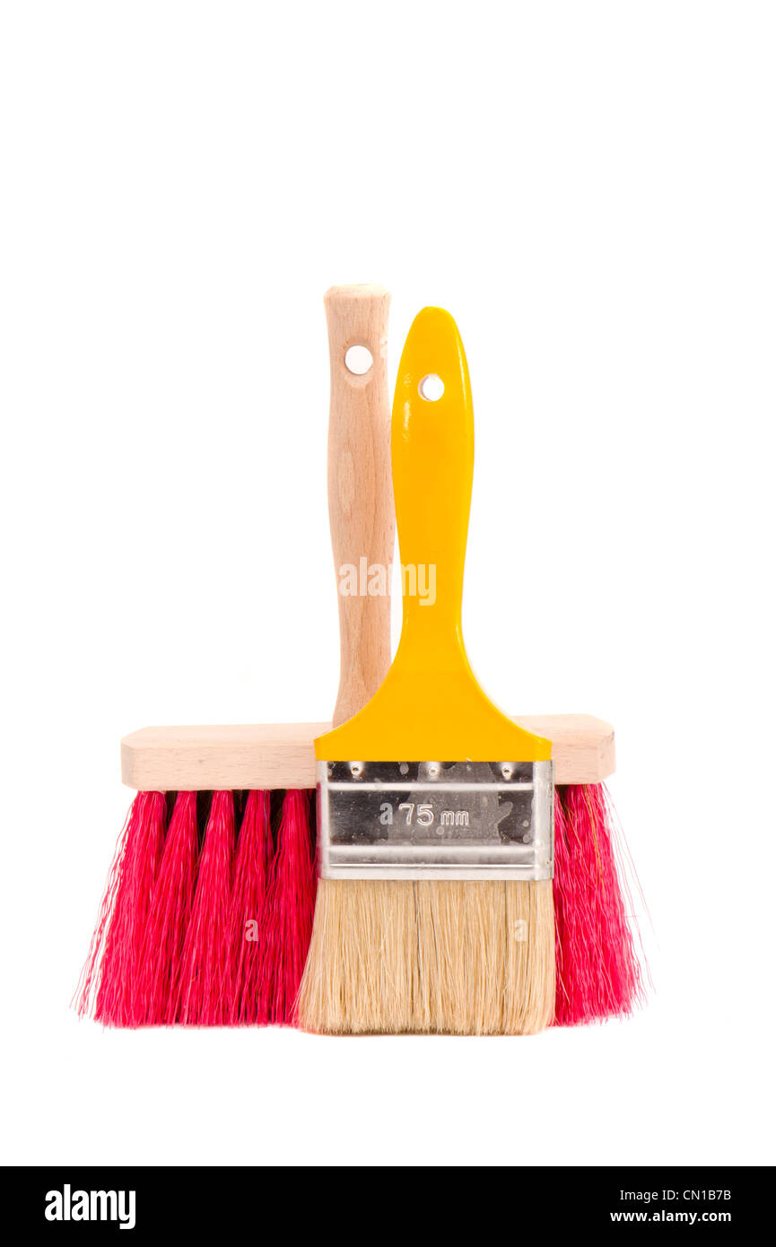 zwei isoliert auf weißen Bürsten Stockfoto