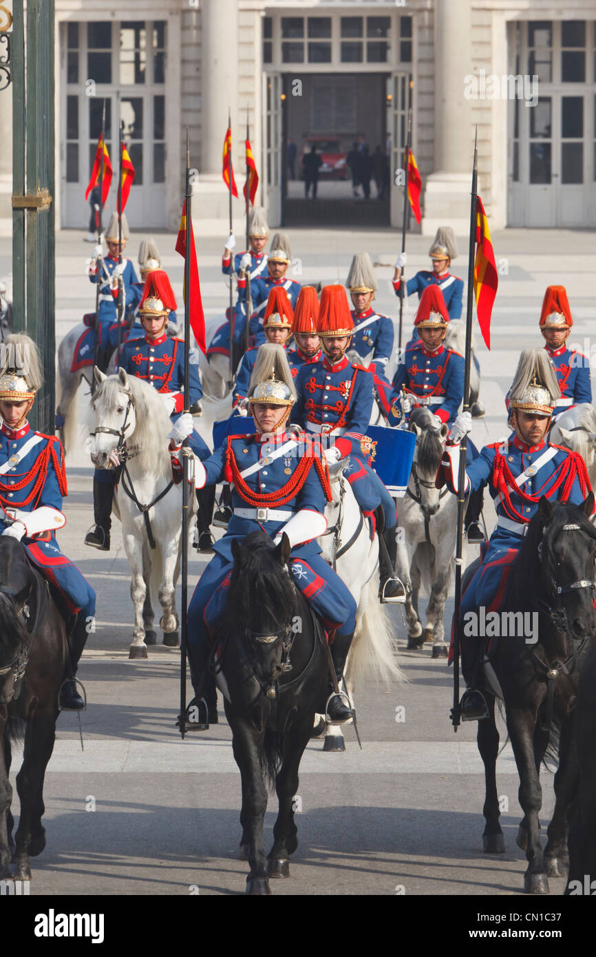 Madrid, Spanien. Lanceros De La Guardia Real. Lancers der königlichen Garde. Stockfoto