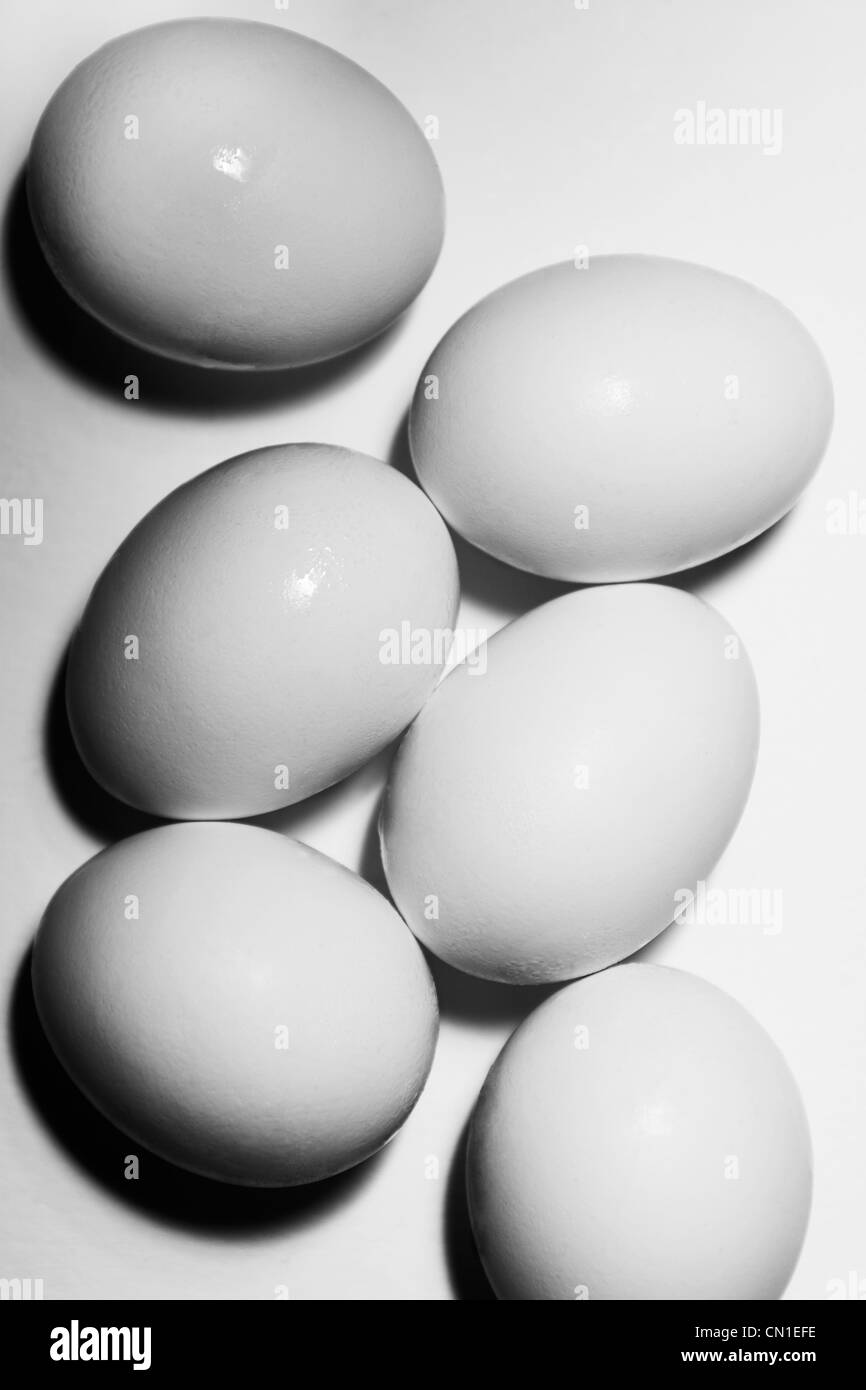 Sechs weißen Eiern Stockfoto