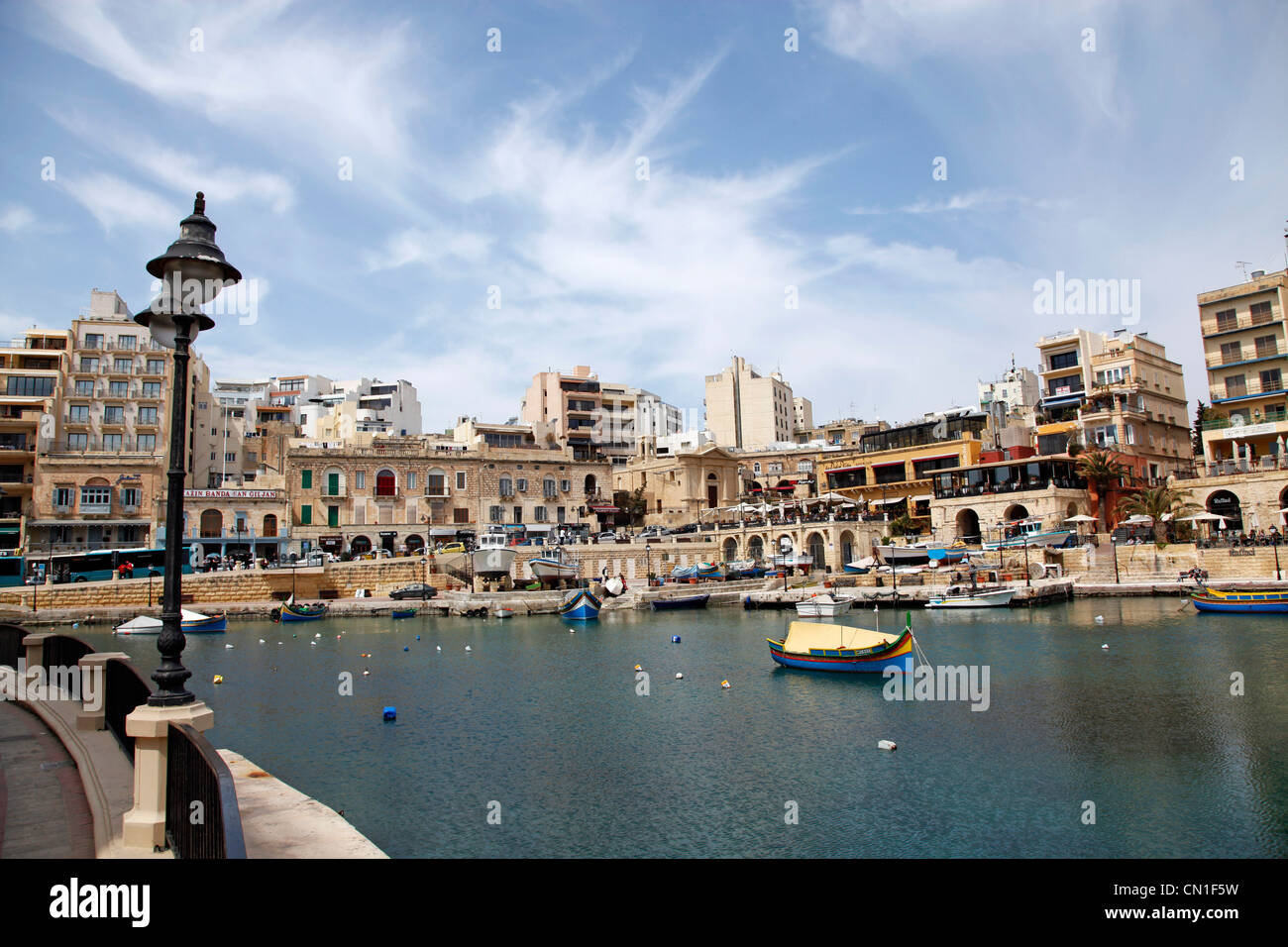 Spinola Bay, St. Julians, Malta Stockfoto