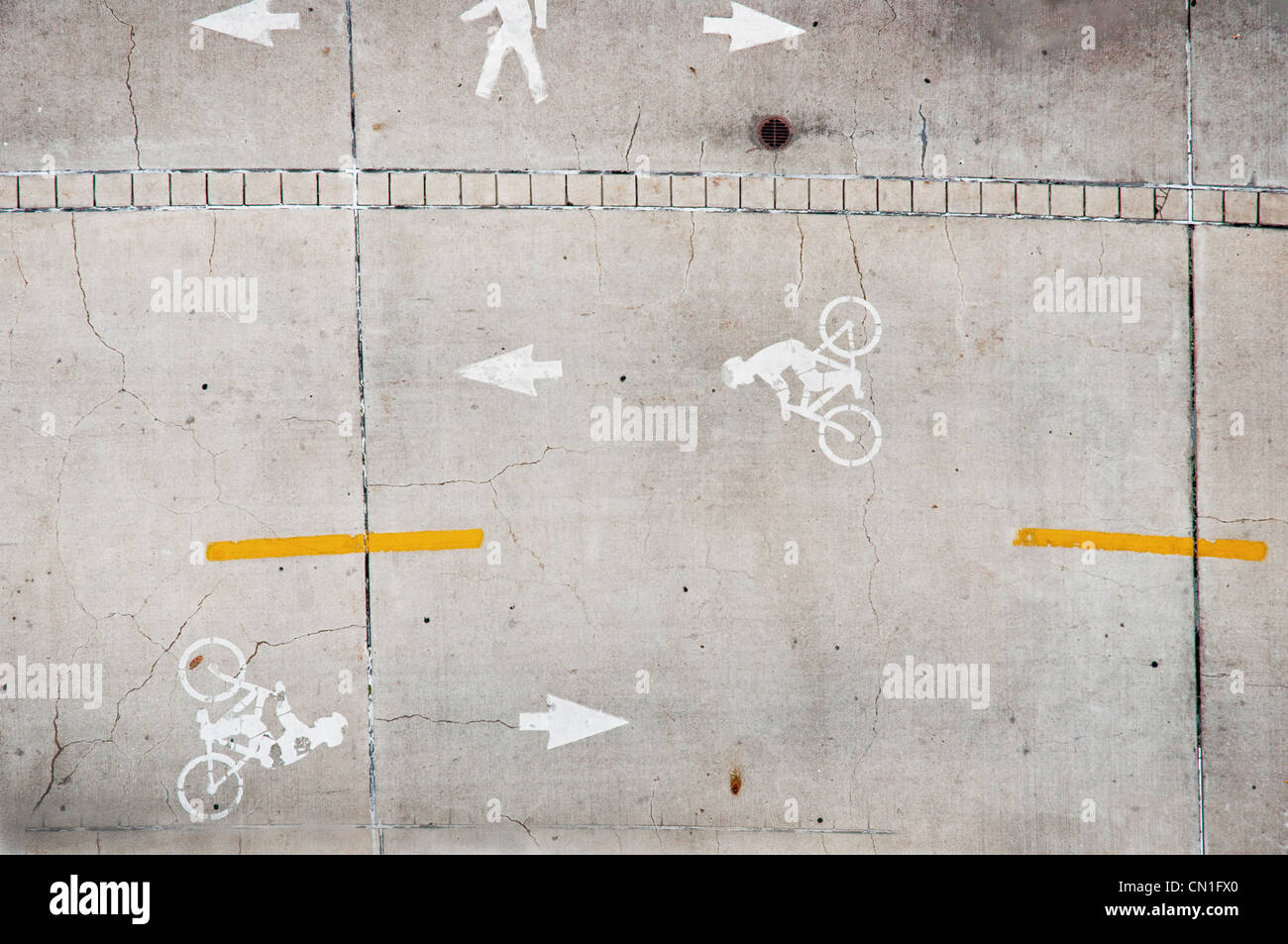 Draufsicht von Radwegen Stockfoto