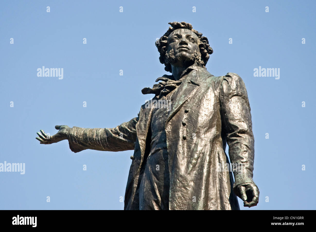 Russland Sankt Petersburg Arts Square Statue von Alexander Puschkin außerhalb des Russischen Museums Stockfoto