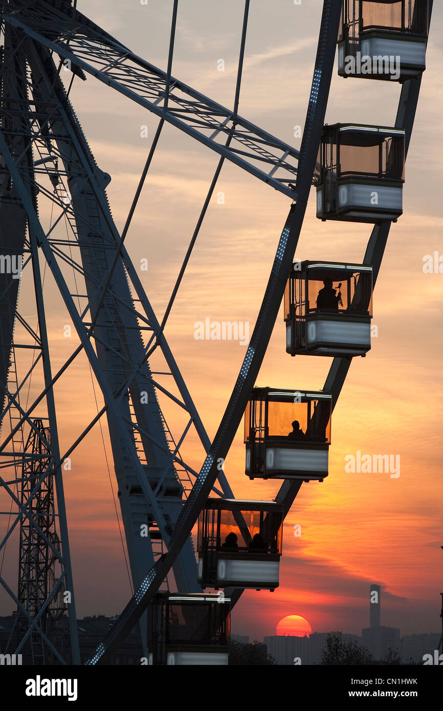 Frankreich, Paris, Place De La Concorde, die > Grande Roue (große Whell) bei Sonnenuntergang Stockfoto