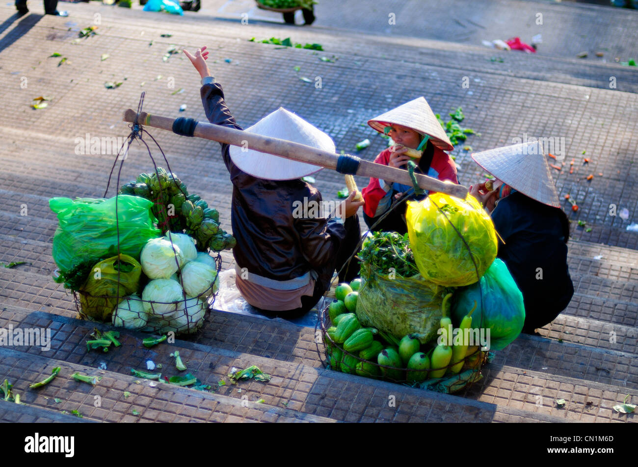 Dalat Morgen Straßenmarkt, Vietnam Stockfoto