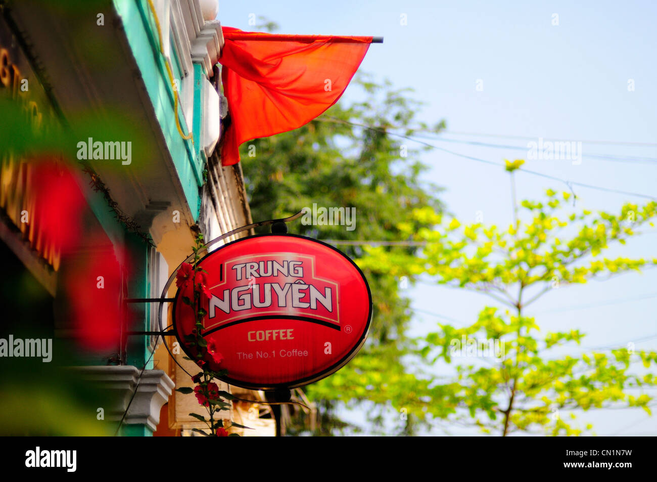 Melden Sie für Trung Nguyen Kaffee auf der vietnamesischen Kaffee shop Stockfoto