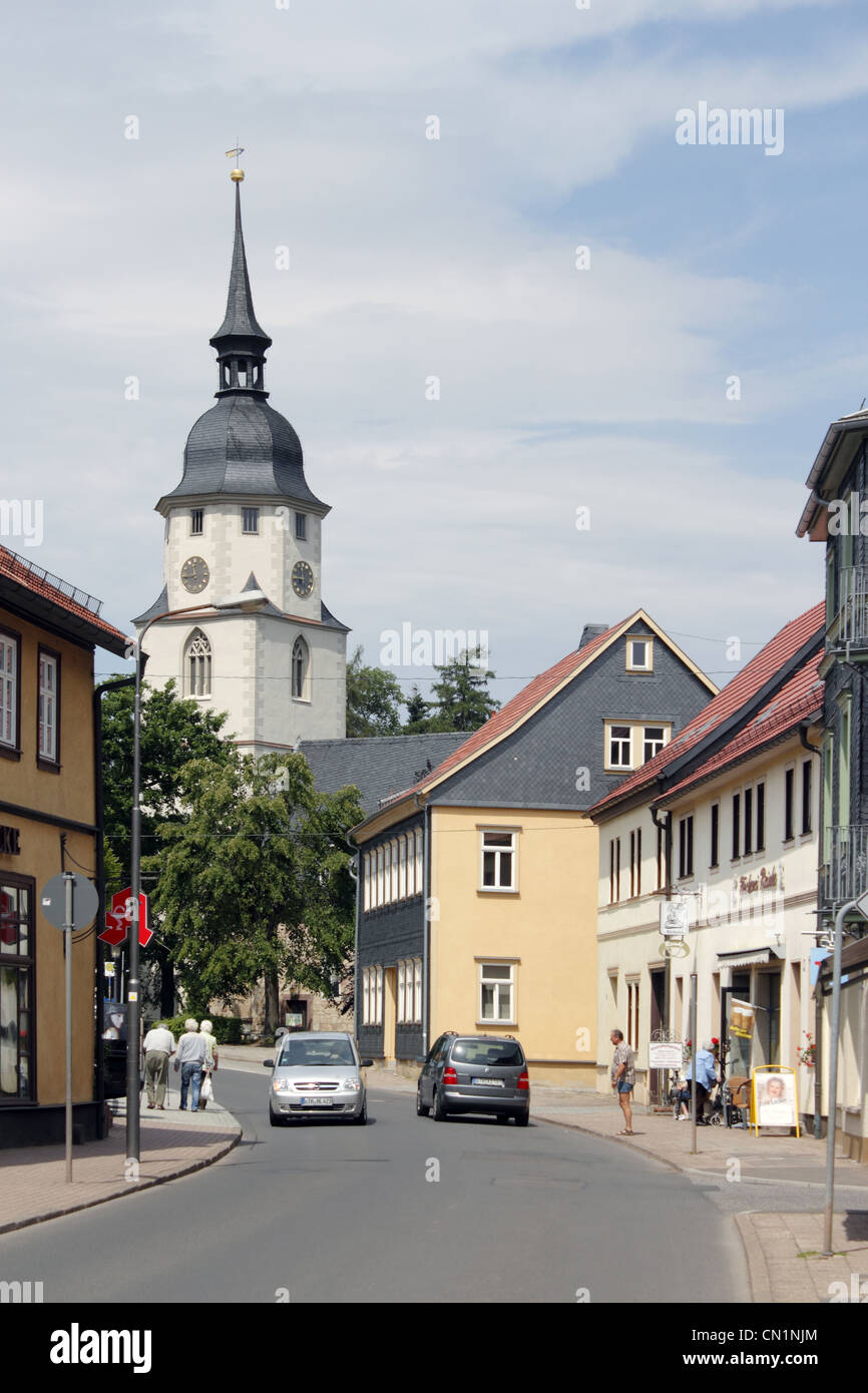 Blick auf die Thüringen Friedrichroda St Sankt Blasius Kirche Stadt Stockfoto