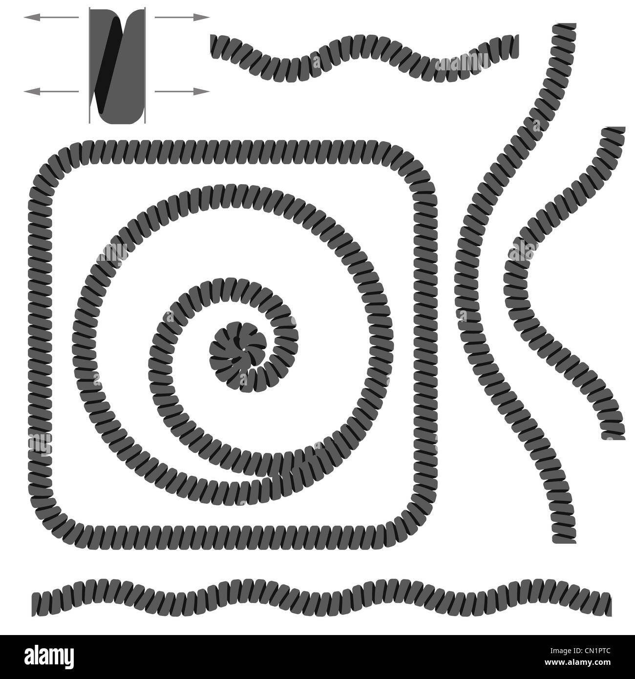 Telefon Spiralkabel. Abbildung auf weißem Hintergrund Stockfoto