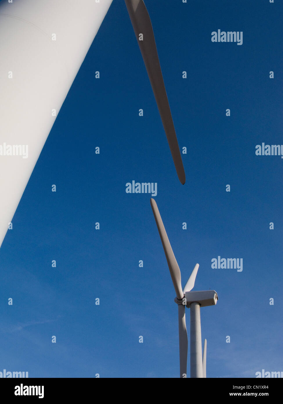 Windkraftanlagen, niedrigen Winkel Ansicht Stockfoto