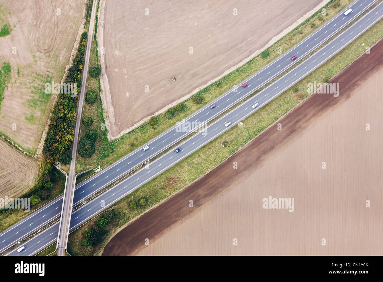Luftaufnahme von Autobahn, UK Stockfoto