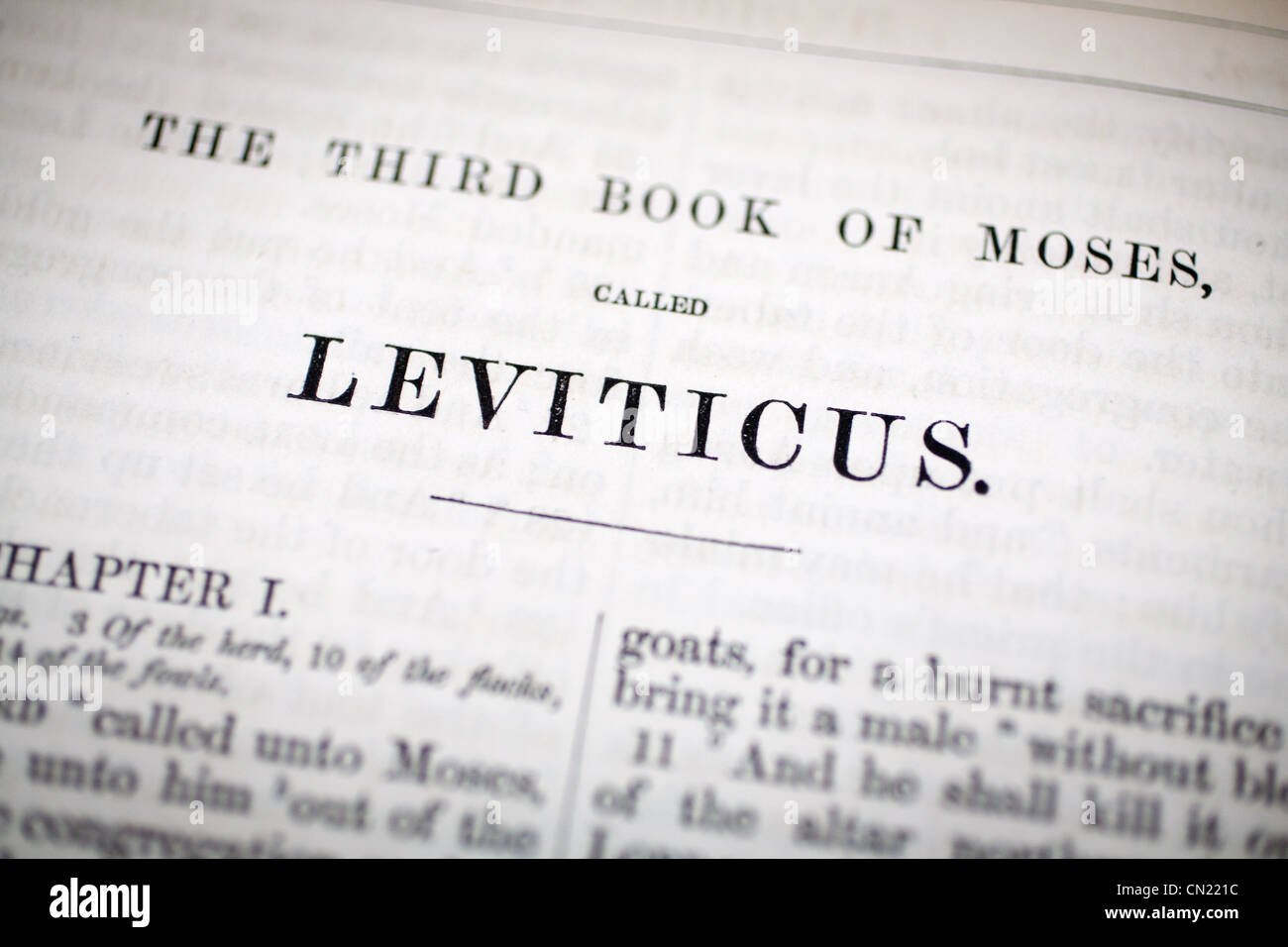 Levitikus Bibel Überschrift Stockfoto