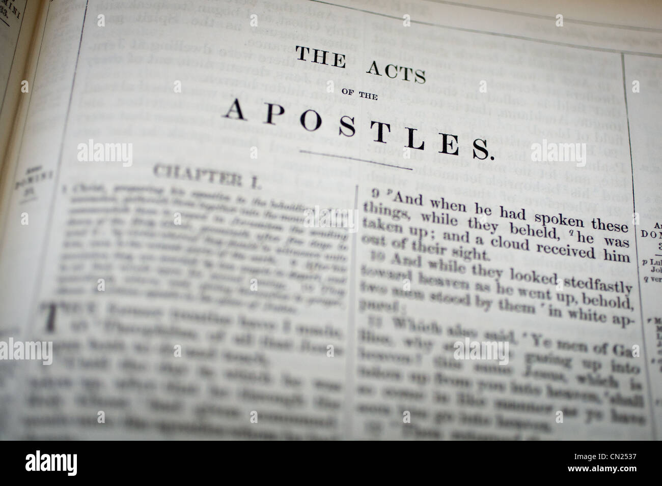 Die Apostelgeschichte Bibel-Überschrift Stockfoto