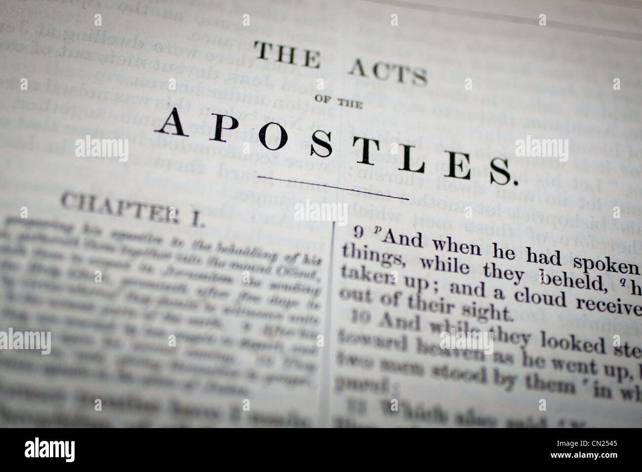 Die Apostelgeschichte Bibel-Überschrift Stockfoto