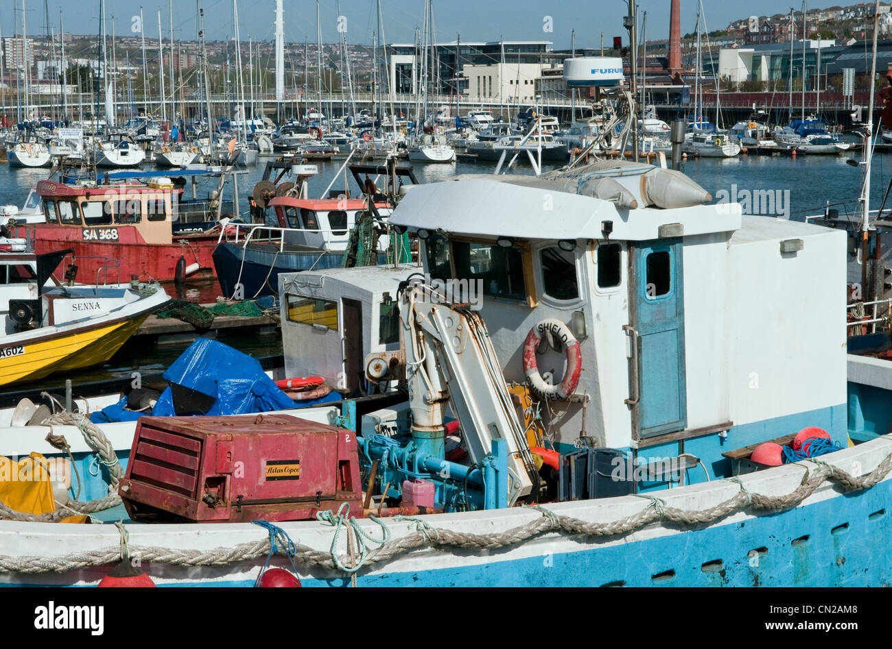 Angelboote/Fischerboote ankern in Swansea Marina Boot Fischerviertel, South Wales, Australia Stockfoto