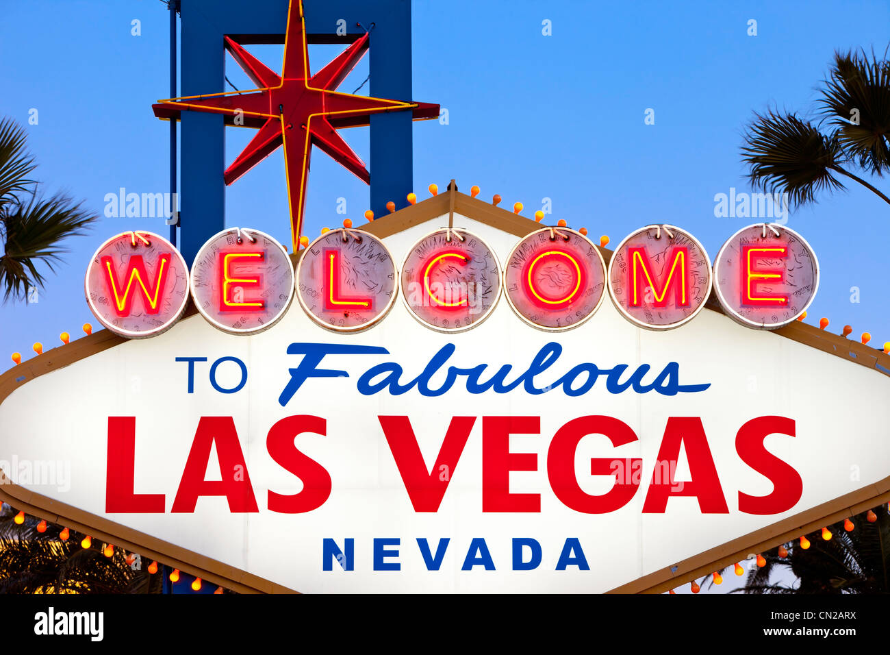 Berühmten "Welcome to Fabulous Las Vegas" Schild, Las Vegas, Nevada, USA Stockfoto