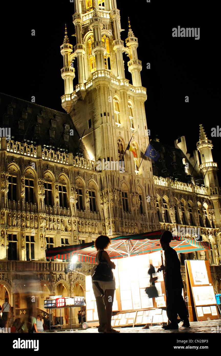 Belgien, Brüssel, Grand Place Platz bei Nacht Stockfoto