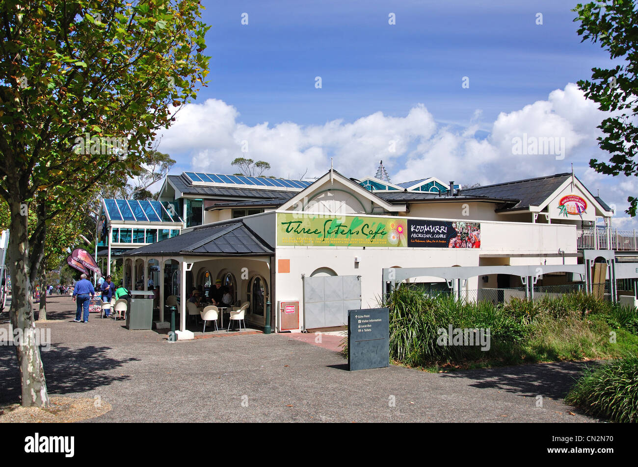 Drei Schwestern World Heritage Plaza, Echo Point, Katoomba, Blue Mountains, New South Wales, Australien Stockfoto