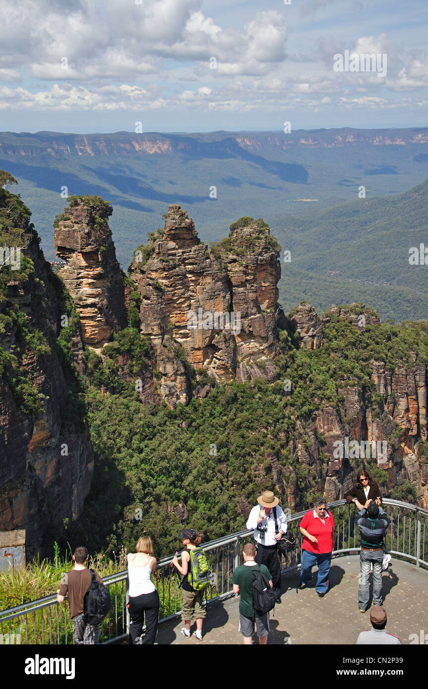 "Drei Schwestern" von Echo Point Lookout, Jamison Valley, Blue Mountains, New South Wales, Australien Stockfoto