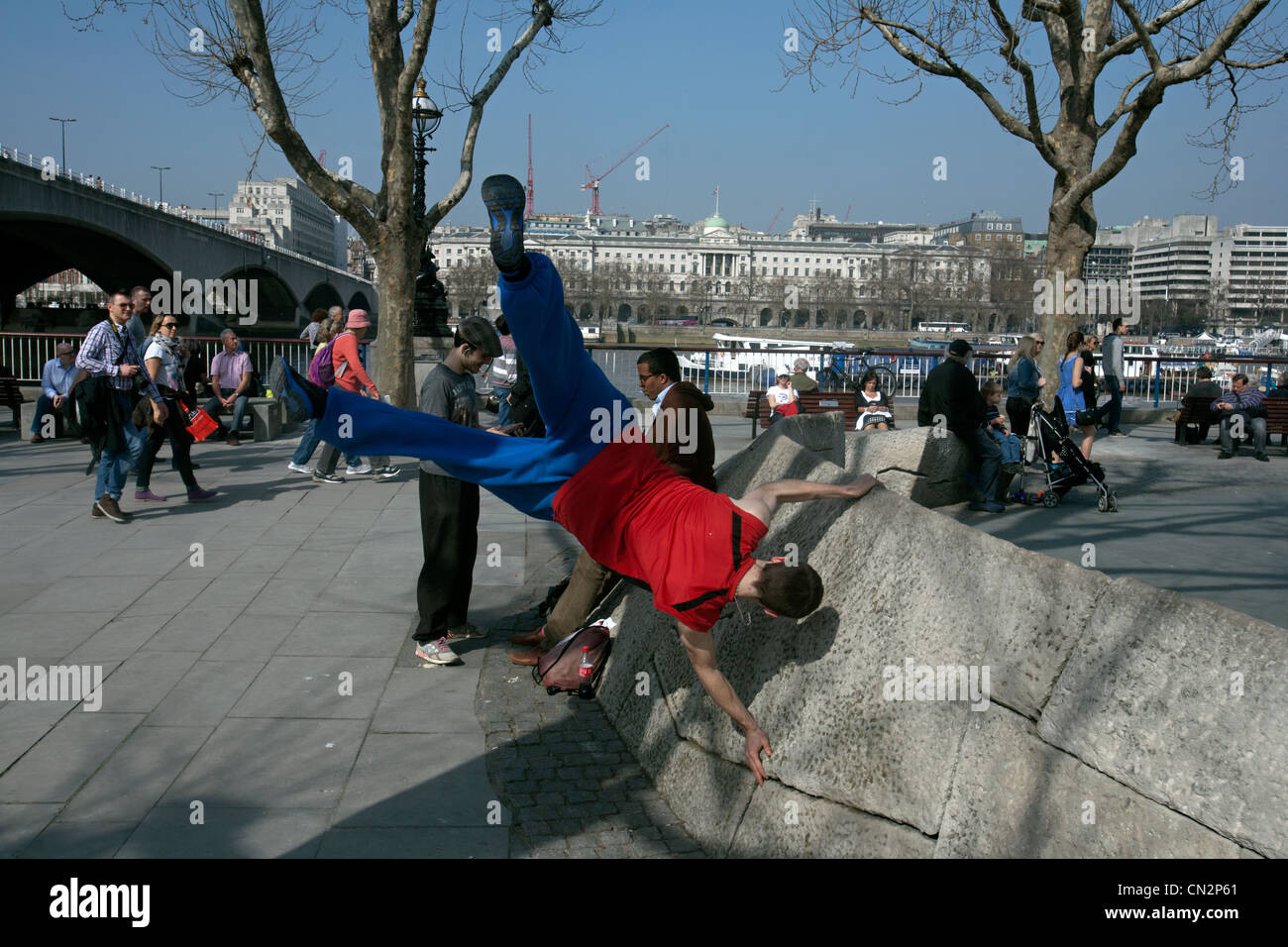 freie Läufer South bank London Stockfoto