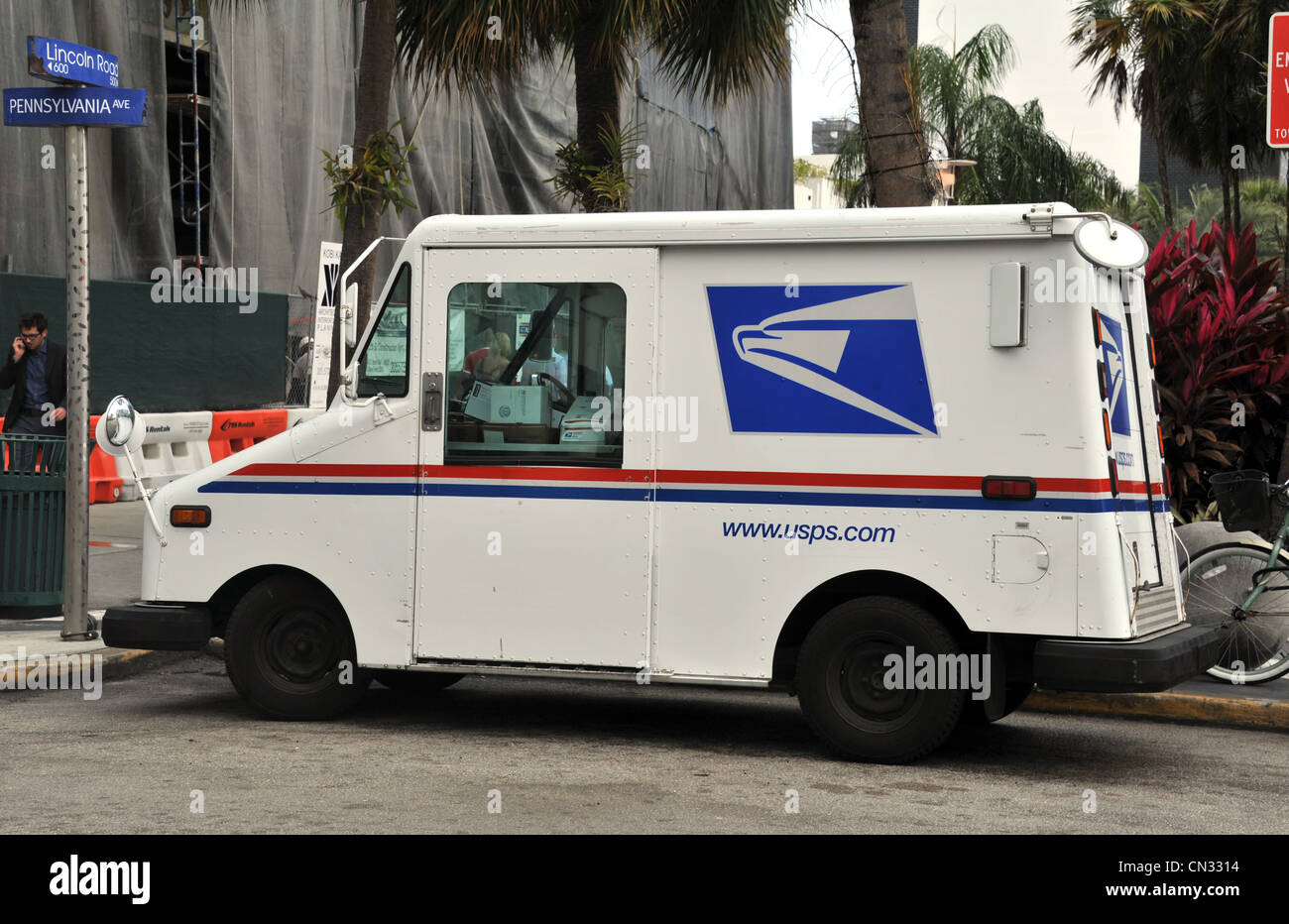 United States Postal Service Lieferwagen, USA Stockfoto