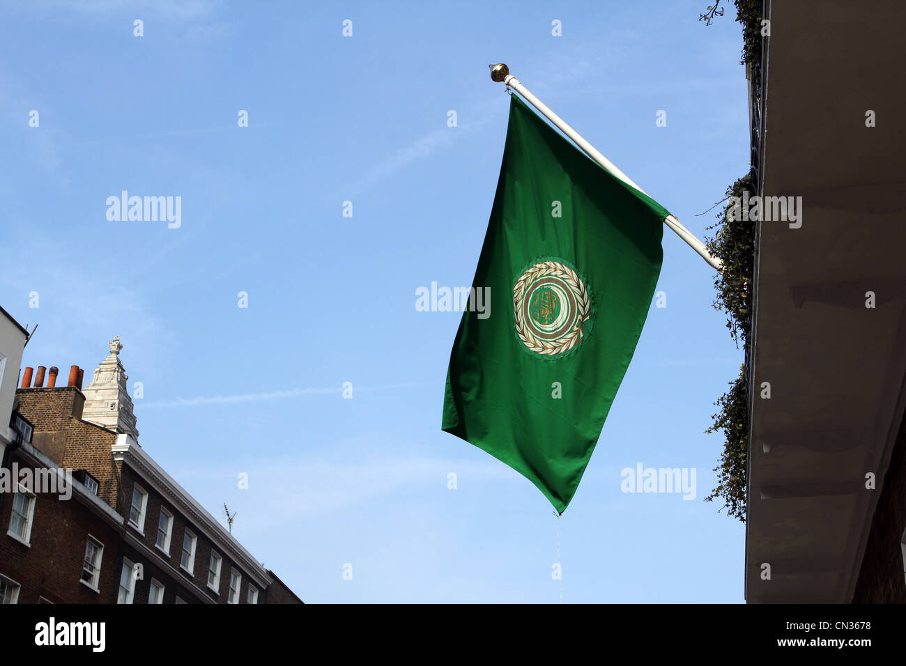 Liga der arabischen Staaten Flagge bei 106 Gloucester Place, London, England, UK Stockfoto