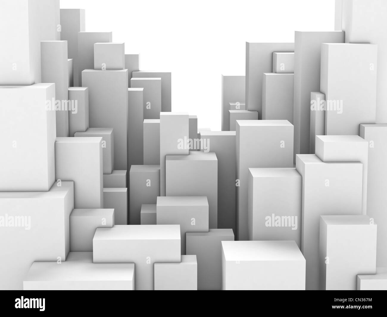 Abstrakte Stadt strukturlose weiße Blöcke Stockfoto