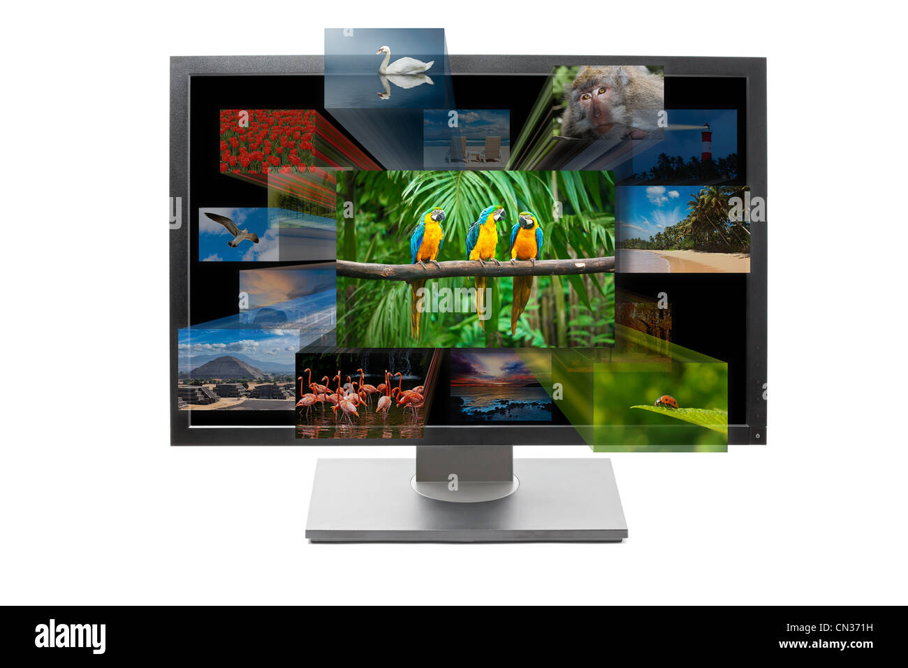 3D Fernseher tv Konzept auf weißem Hintergrund Stockfoto