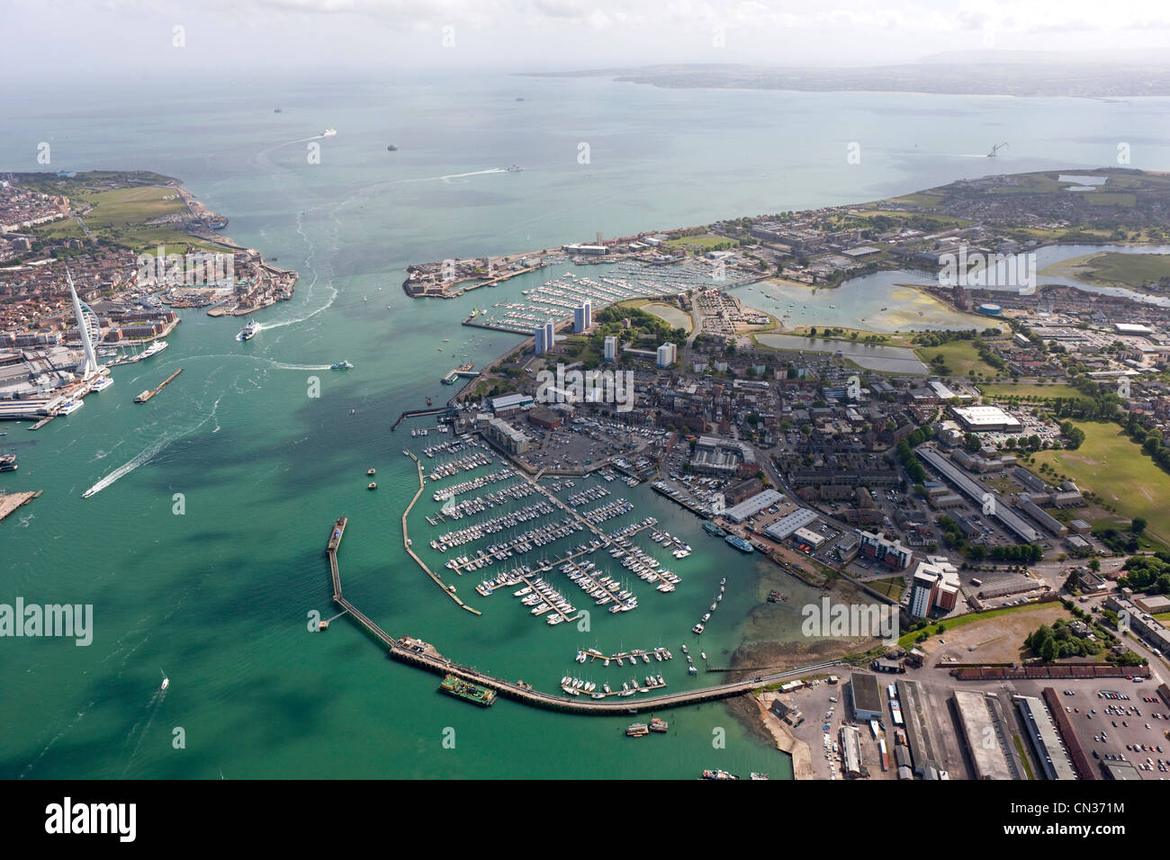 Luftaufnahme des Hafens von Portsmouth Stockfoto