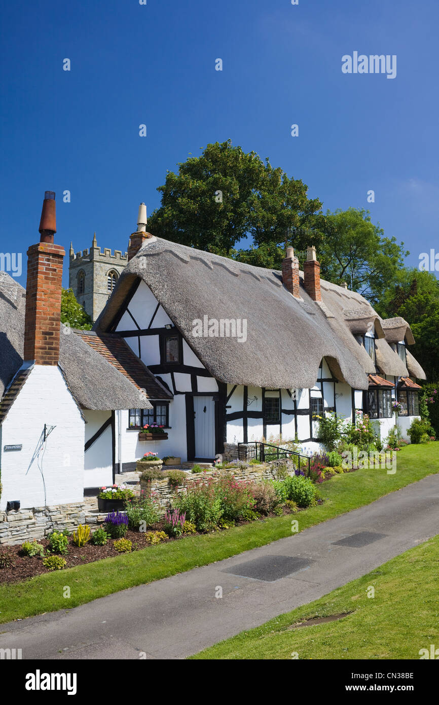 Welford-upon-Avon, strohgedeckten Hütte, Stratford, Warwickshire, England Stockfoto