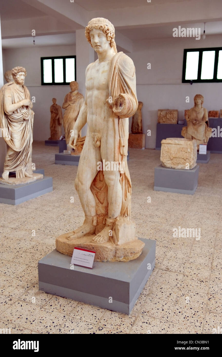 Cyrene. Libyen. Blick auf das Museum eine feine Marmorskulptur des Gottes Apollo Stockfoto