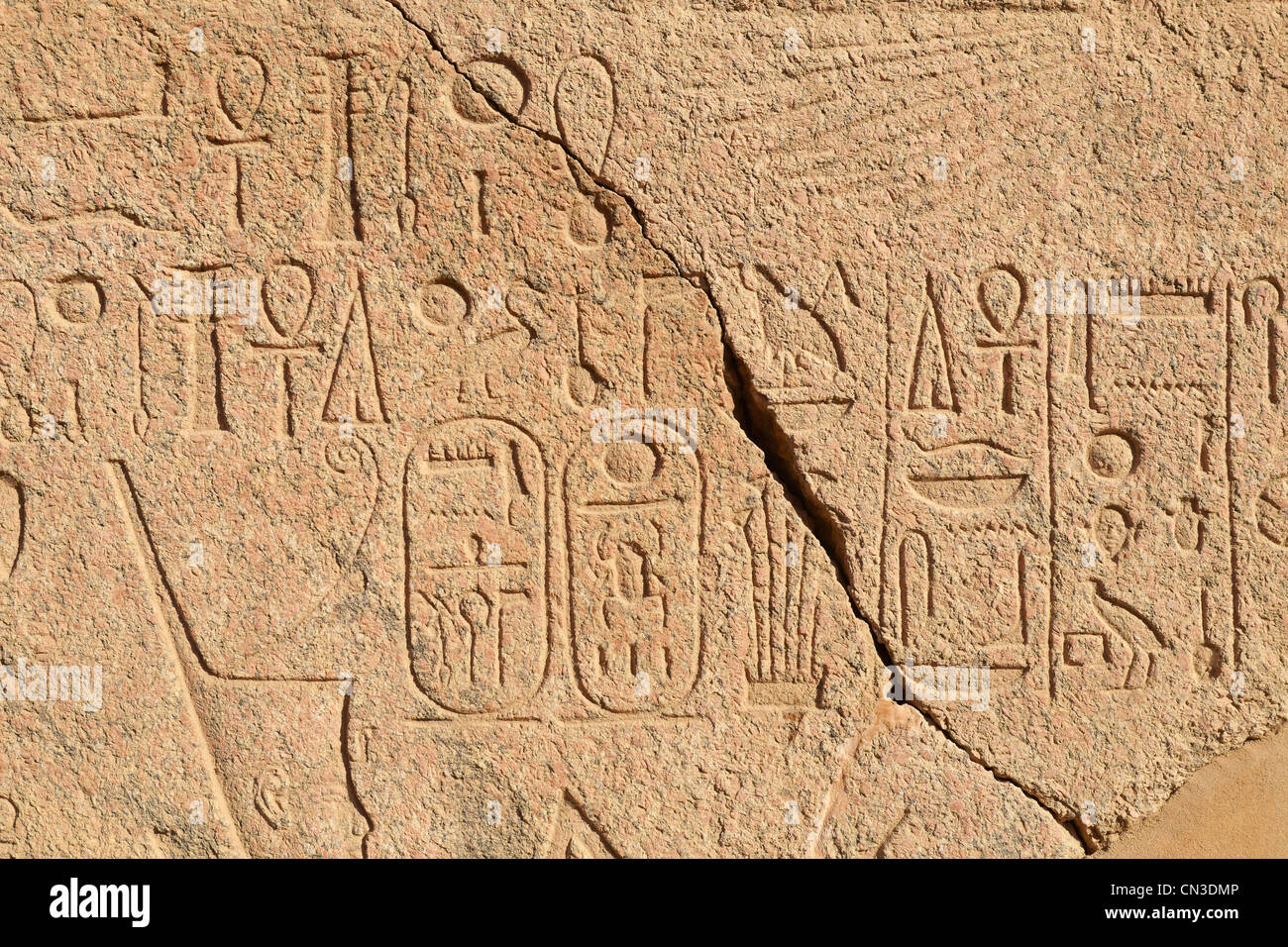 Hieroglyphen im Tempel des Amun in Karnak Tempel, Luxor, Ägypten Stockfoto