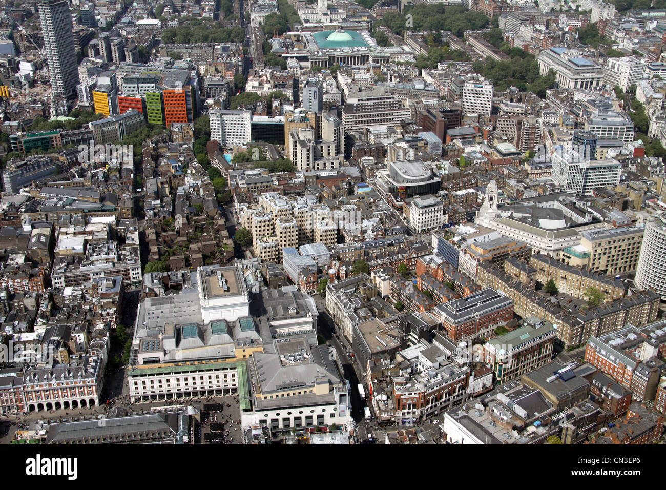 Luftaufnahme von Covent Garden, Drury Lane, The Strand & Aldwych, London WC2 Stockfoto
