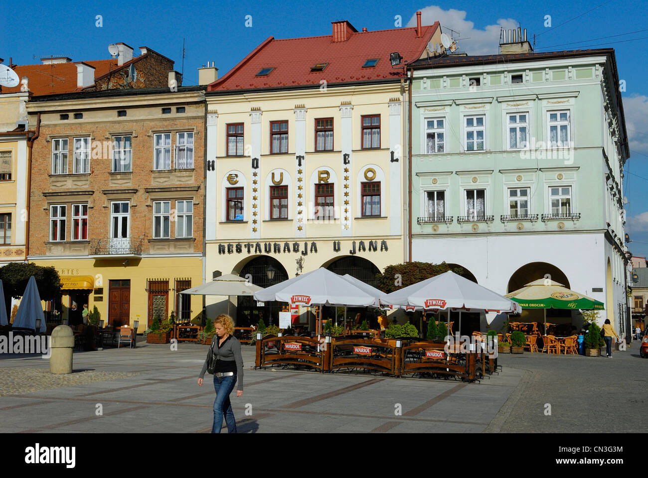 Polen, Kleinpolen Region, Tarnow, Marktplatz (Rynek) Stockfoto