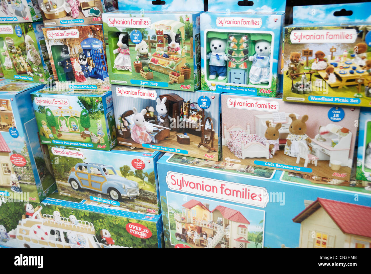 Anzeige von Sylvanian Familie Sammler Spielzeug Stockfoto