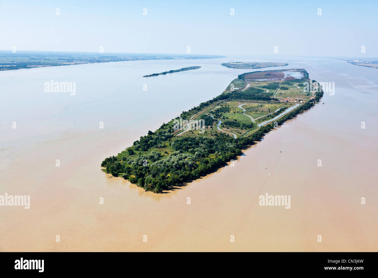 Frankreich, Gironde, Blaye, New Island (Luftbild) Stockfoto