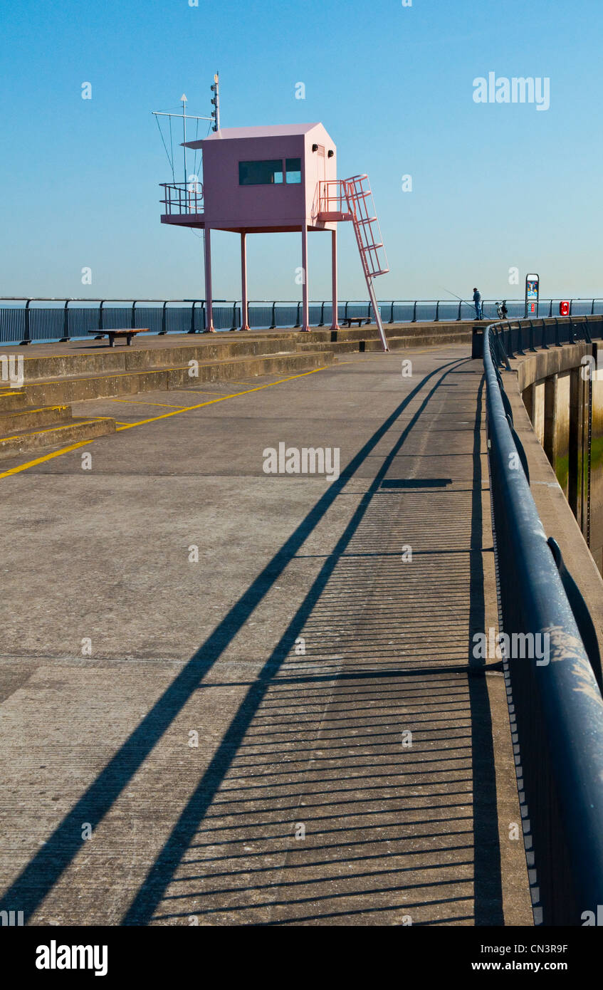 Der Rosa-Hütte auf der Cardiff Bay Barrage, Südwales Stockfoto