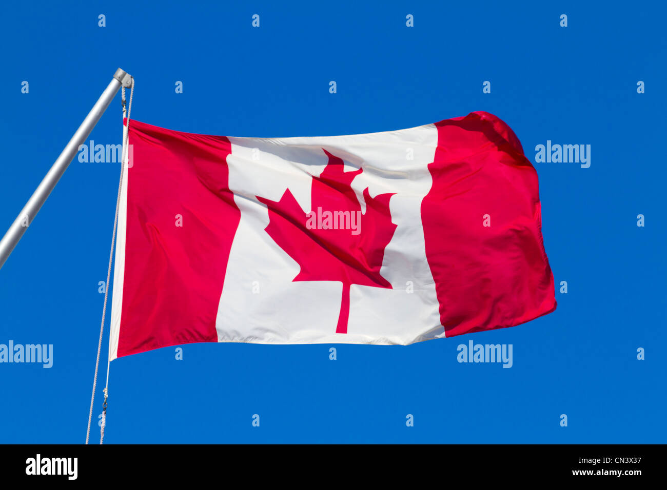 Kanada, Provinz Quebec, Kanada Flagge, Red Maple leaf Stockfoto