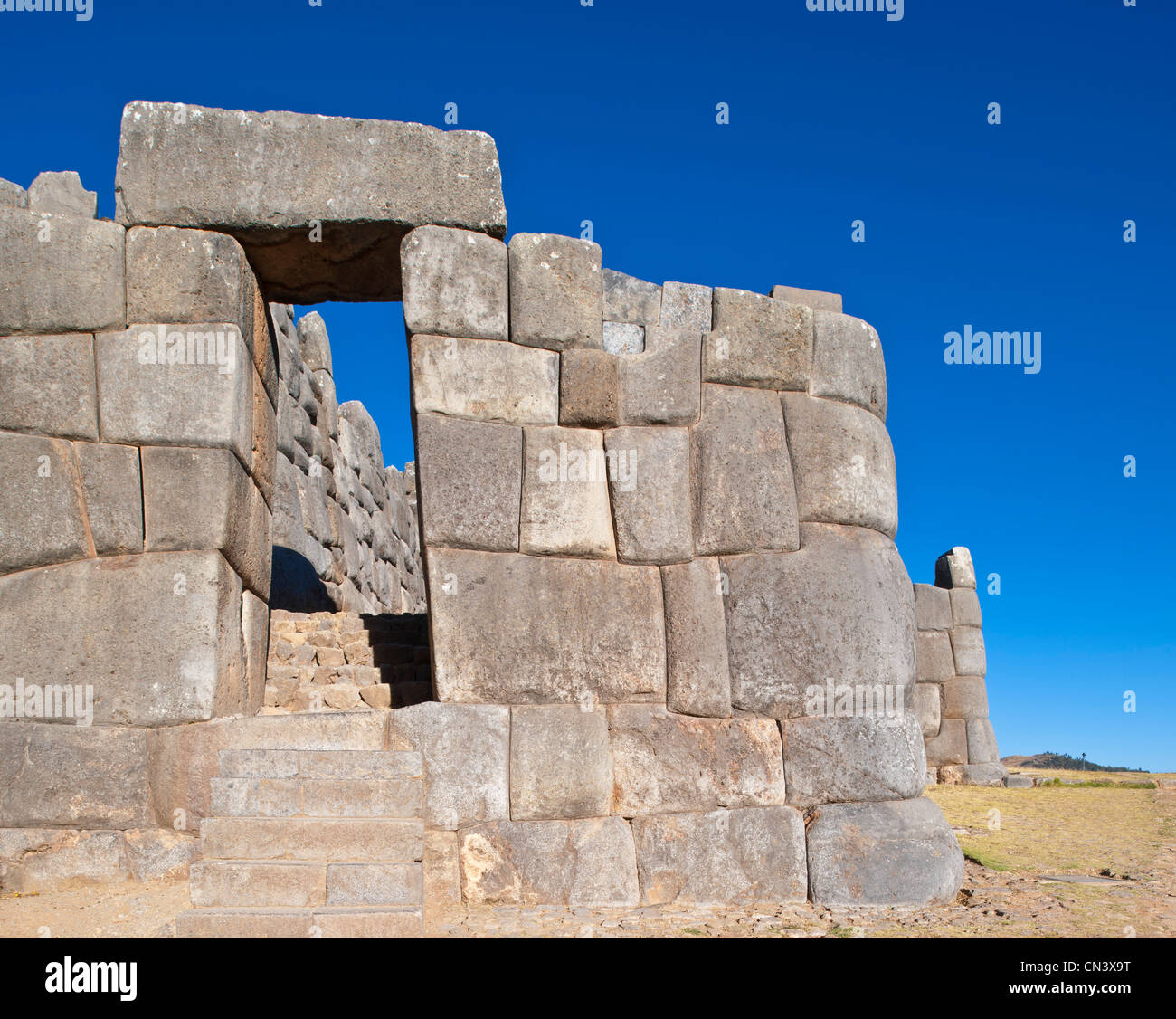 Provinz von Cuzco, Peru, Cuzco, aufgeführt als Weltkulturerbe der UNESCO, Sacsayhuaman, Inka Komplex gebaut von Pachacutec in der Stockfoto