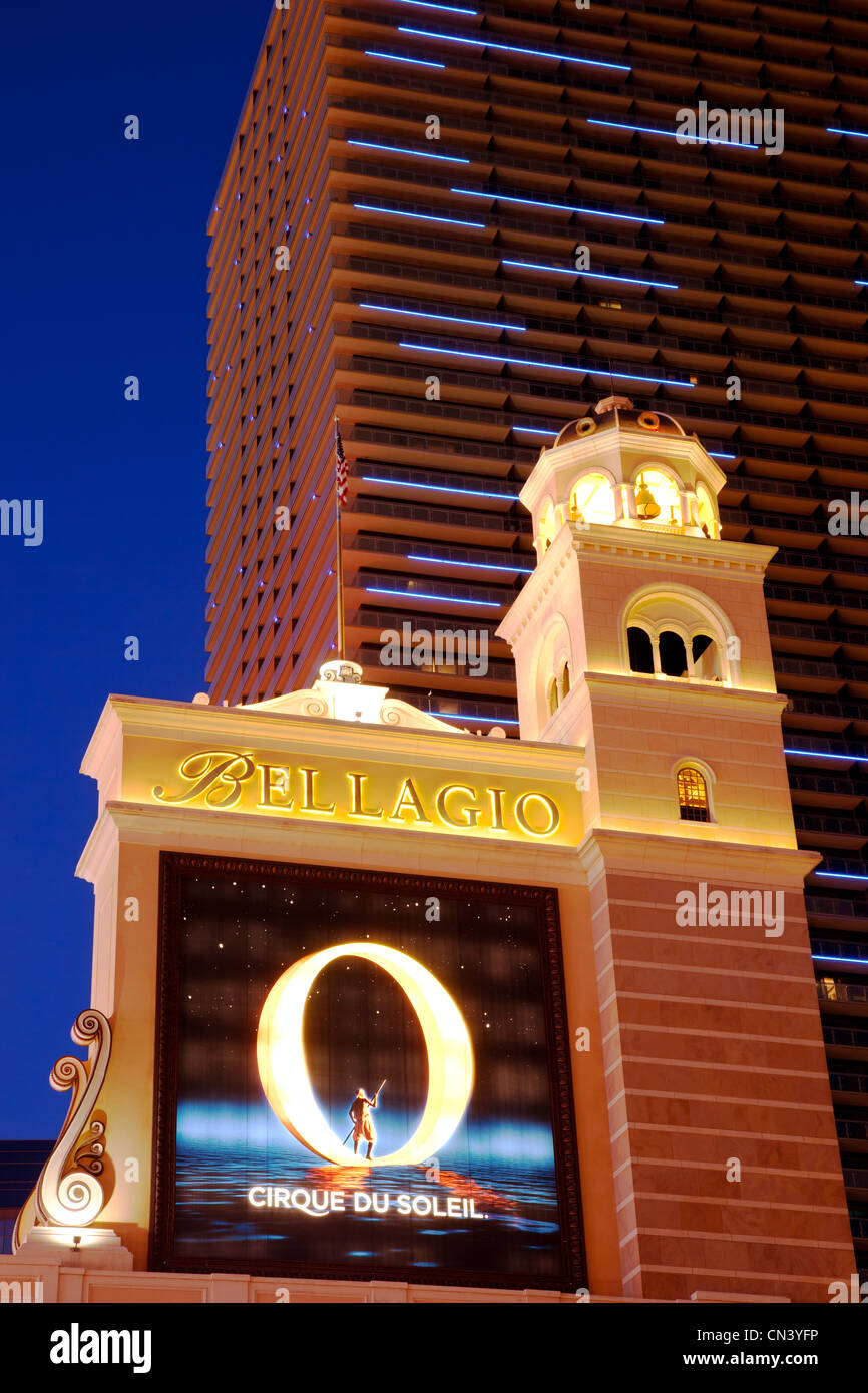 Festzelt am Eingang zu den Bellagio Hotel and Casino, Las Vegas, Nevada, USA Stockfoto